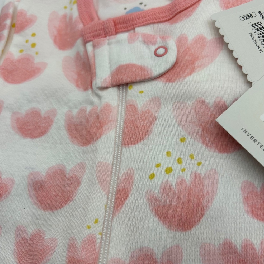 Cloud Island 3 Pack Pink Floral Geometric Sleep N Play Inverted Zipper 12M NWT - Picture 7 of 7
